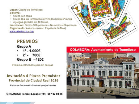 Vuelve el mejor mus. Campeonato de Mus Casino de Tomelloso