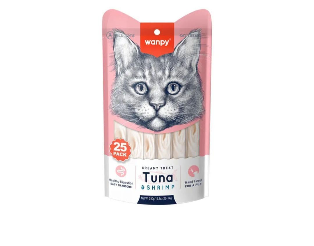wanpy creamy treat tuna & shrimp 25 pack