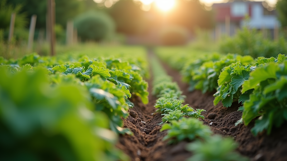 Close-up view of a thriving vegetable garden