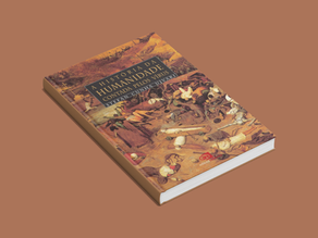Mockup tridimensional do livro A História da Humanidade Contada pelos Vírus, de Stefan Cunha Ujvari, apresentado sobre um fundo marrom-claro. A capa reproduz uma cena apocalíptica inspirada na pintura O Triunfo da Morte, repleta de figuras humanas, esqueletos e elementos associados à devastação provocada por epidemias. A perspectiva inclinada destaca a espessura do volume e confere uma apresentação elegante, alinhada ao caráter histórico, científico e reflexivo da obra.
