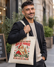 Ugly Christmas Tote Bag — "Sip Sip Hooray i'm Gay" Canvas Shopper