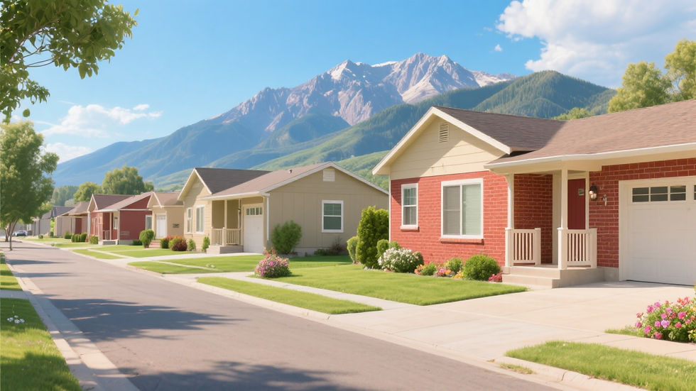 A lush green mountain scene with a winding dirt path, surrounded by evergreen trees under a clear blue sky with fluffy clouds.