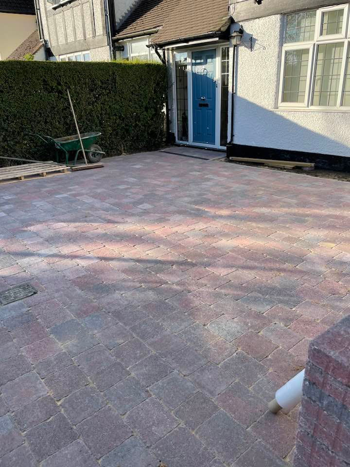 Red block paving driveway