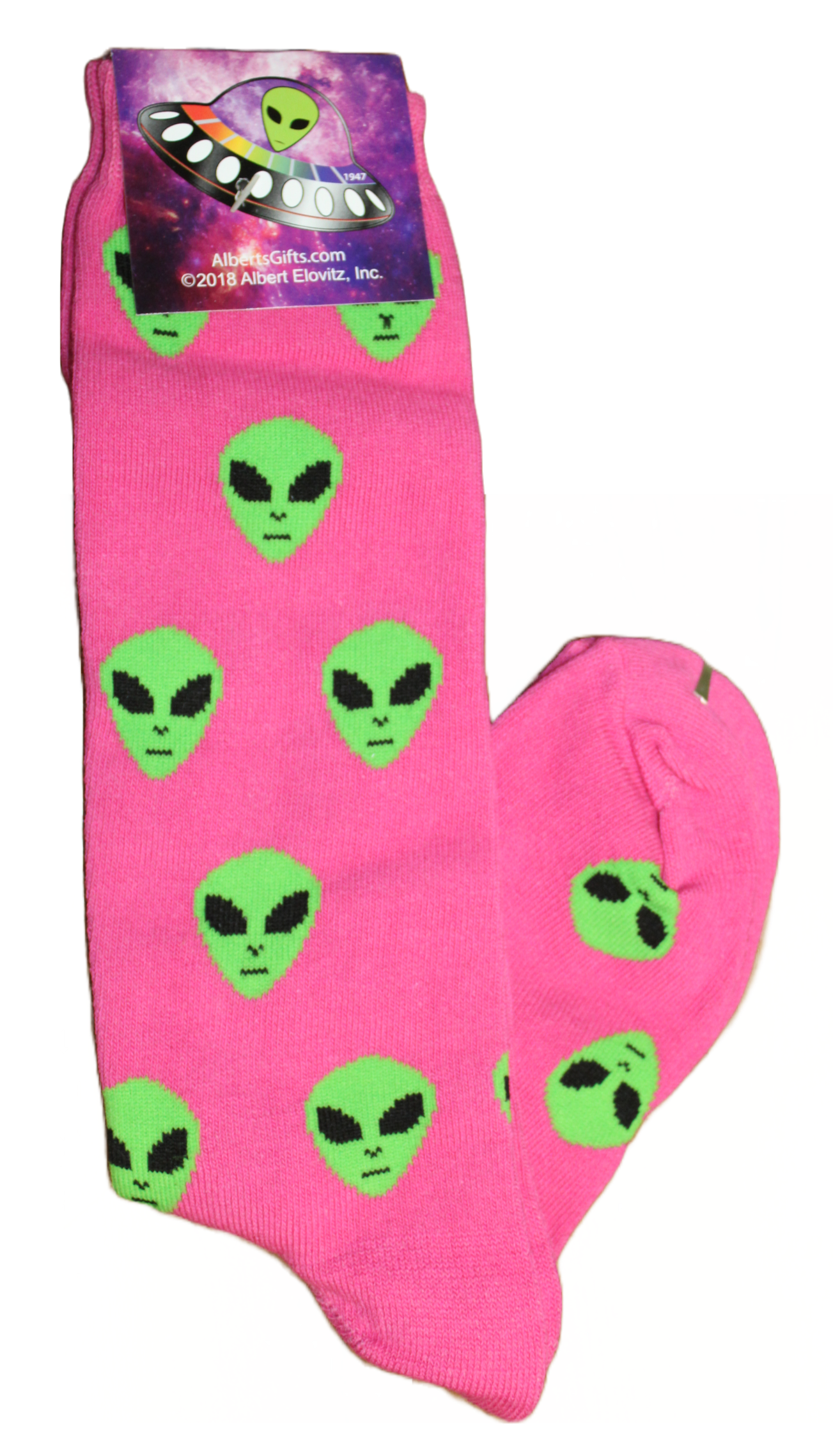 Pink w/ Green Heads Long Socks