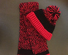 Red & black beanie & scarf set 