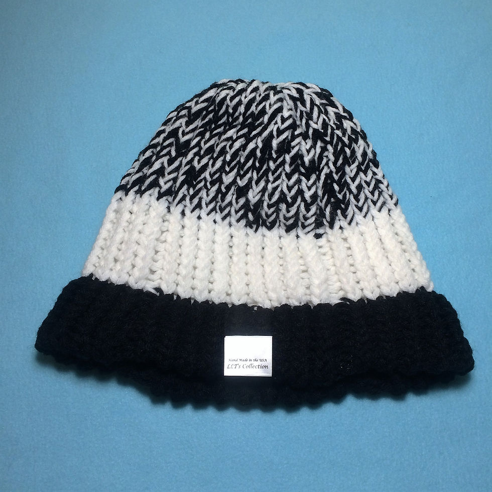 black and white beanie and scarf