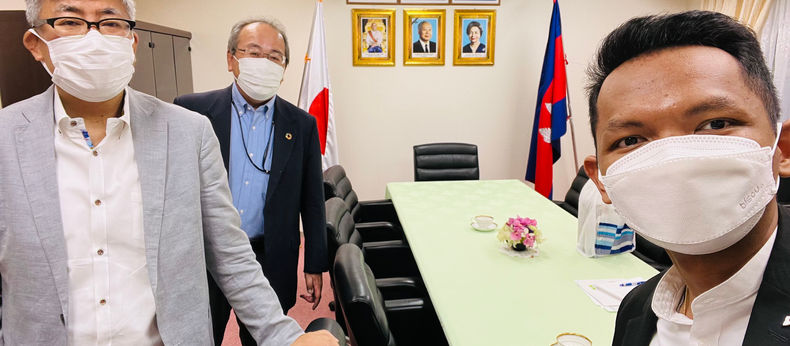 Receive Mr. Kawai from NX Shoji - Donation of used office furnitures to Cambodia