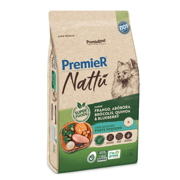 Premier Nattu Raças Pequenas Frango, Abóbora 1 kg, 2.5 kg e 10.1 kg