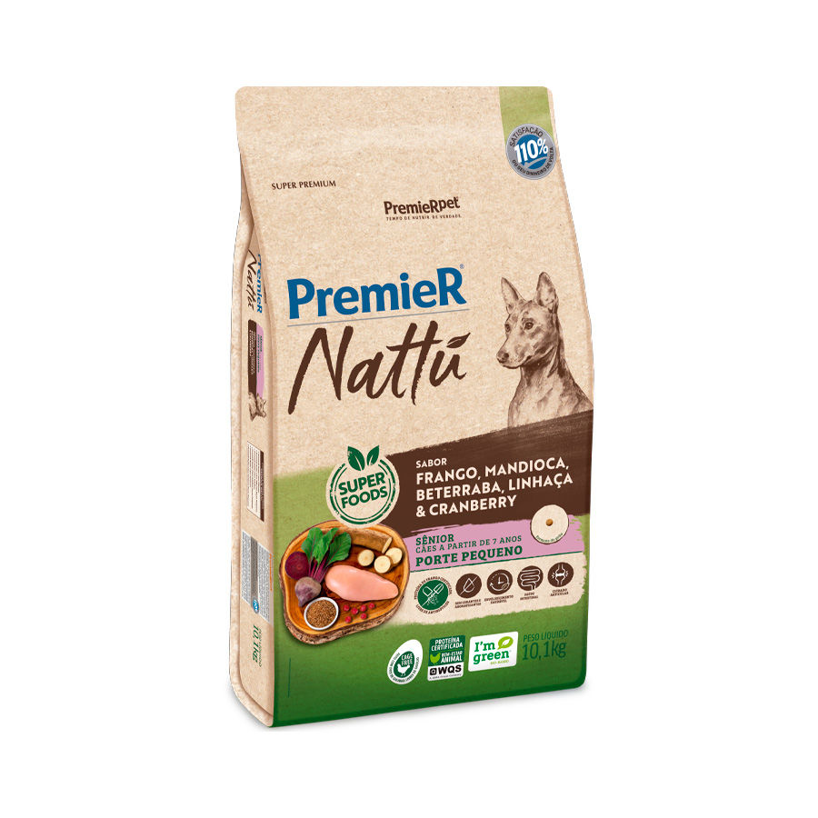 Premier Nattu Sênior Raças Pequenas Frango e Mandioca 2.5 kg e 10.1 kg