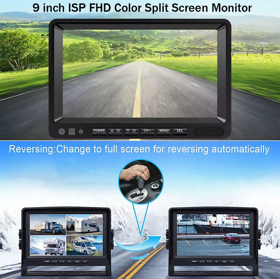 Miniatyrbild: 9” Full HD Quad-Split Camera & Monitor System – Perfect for RV, Truck, Bus & Wor