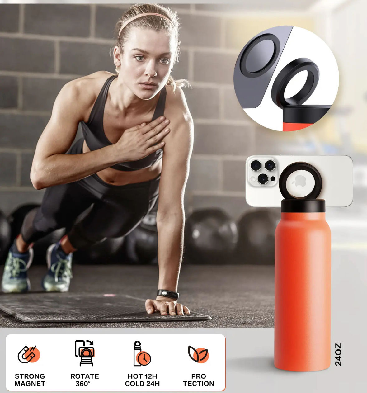 Kopia av Thermos Mug-Water bottle phone holder (Member price 199:-)