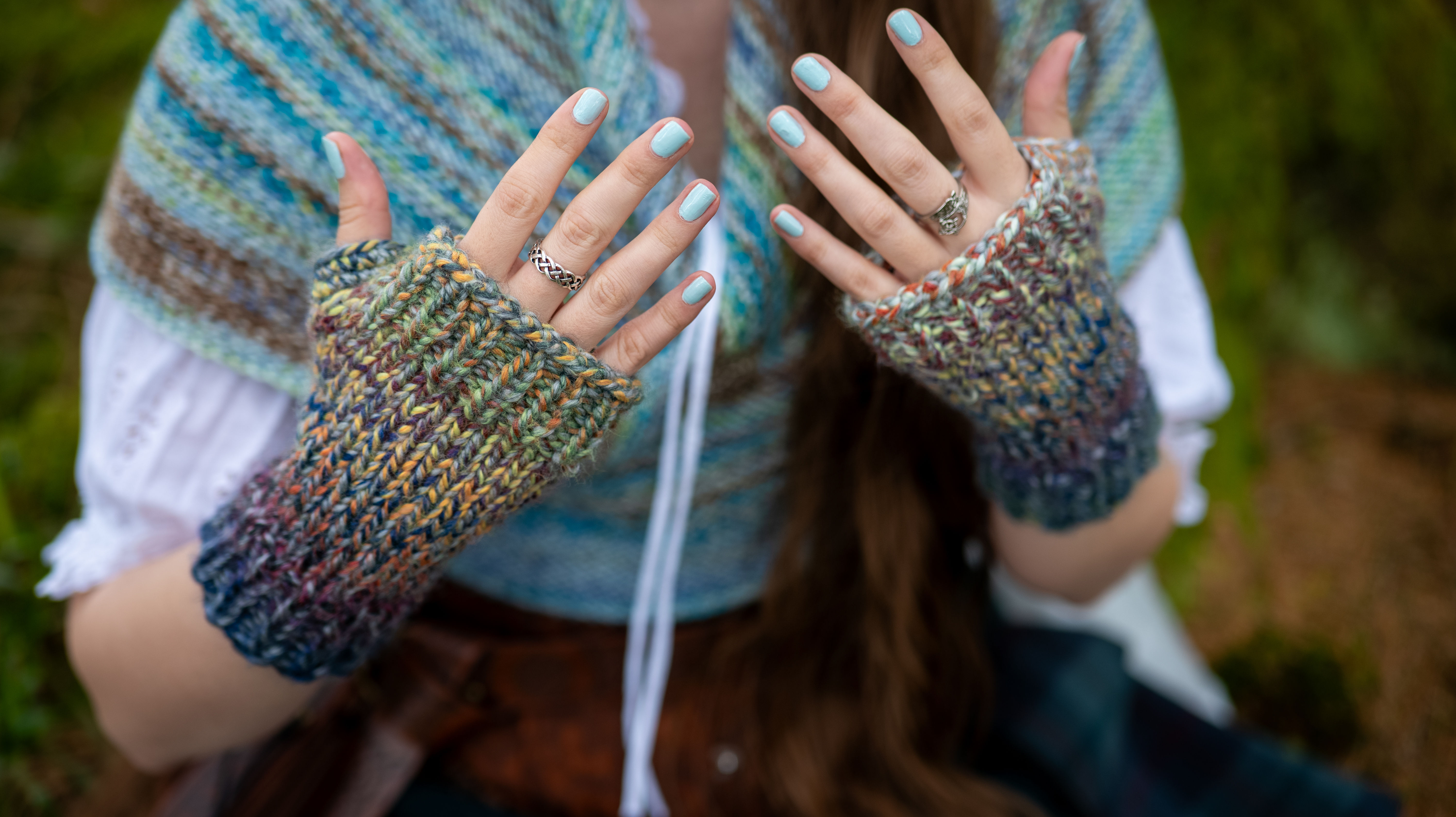 Skye Boat Gloves - Hand-knitted fingerless gloves made by Leyna Robinson-Stone