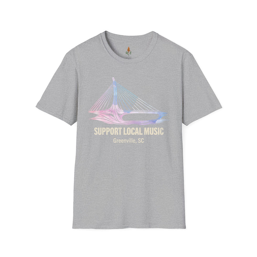 Thumbnail: Mockup of Support Local Music | Liberty Bridge Tee | Greenville, SC in Sport Grey