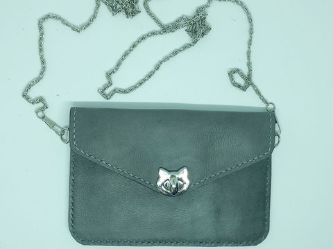 Sac Florence personnalisé (tête de chat en fermeture) - Création AtelierCuirDC