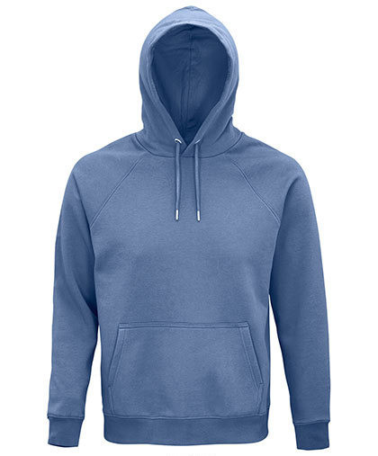 Hellblauer Kapuzenpullover, ideal zum Bedrucken