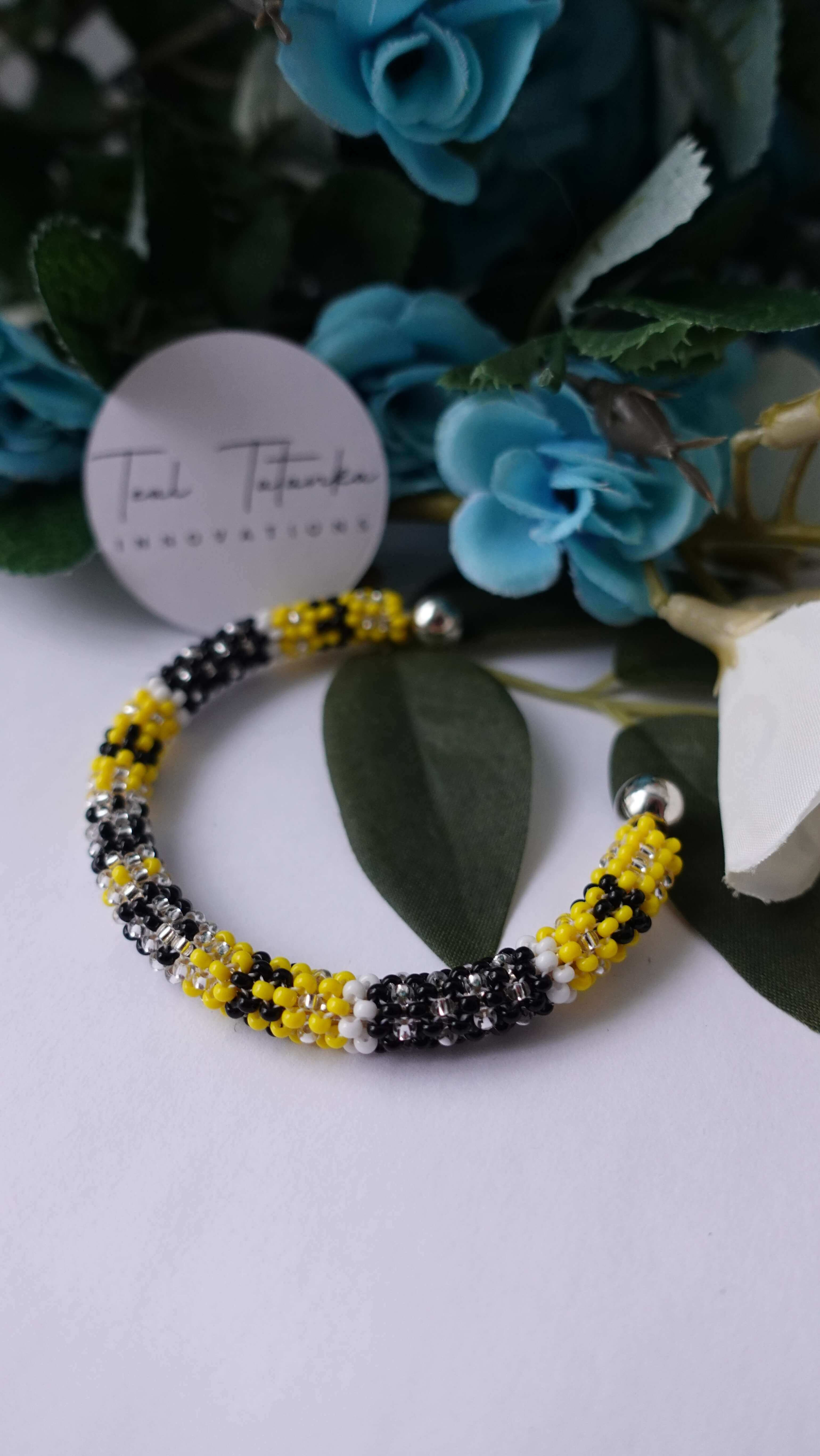 beaded bangle - yellow