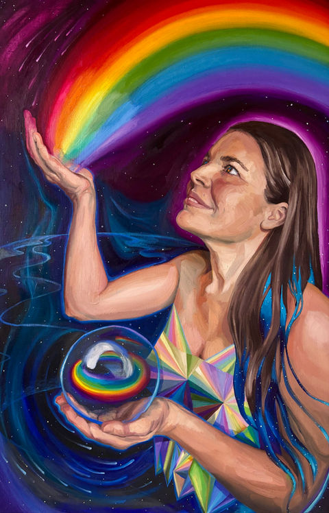 gratitude, self portrait, oil painting