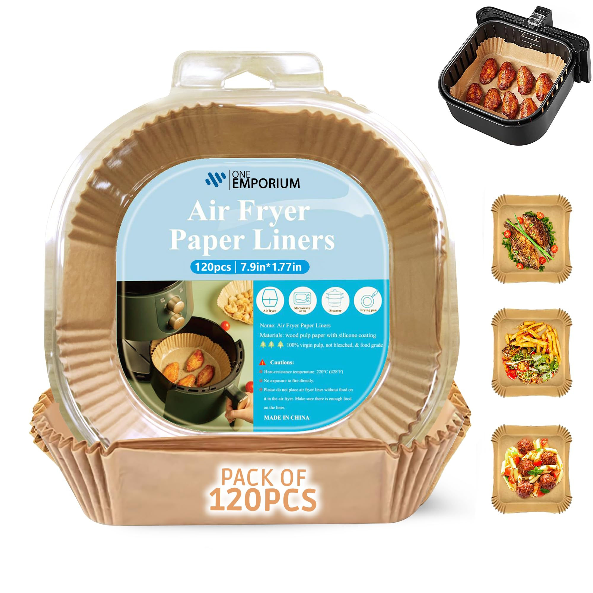 One Emporium Ninja Air Fryer Liners Pack of 60 Air Fryer Baking Trays Reusable P