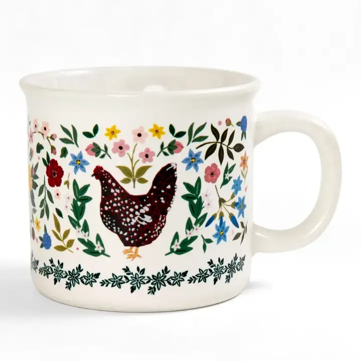 Chicken Folk Floral Mug