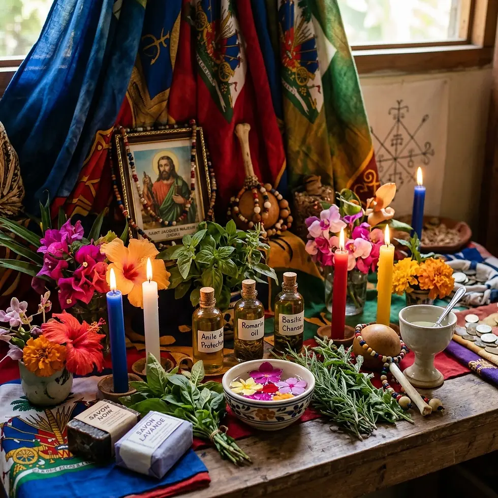 High-contrast mystical still-life with crystals and smoke