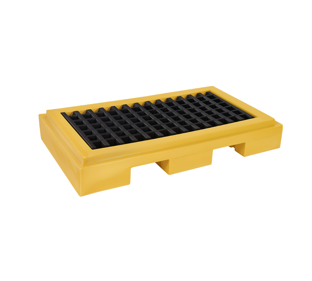 TARIMA ANTIDERRAMES PARA 2 TAMBOS CON ENTRADA PARA MONTACARGAS