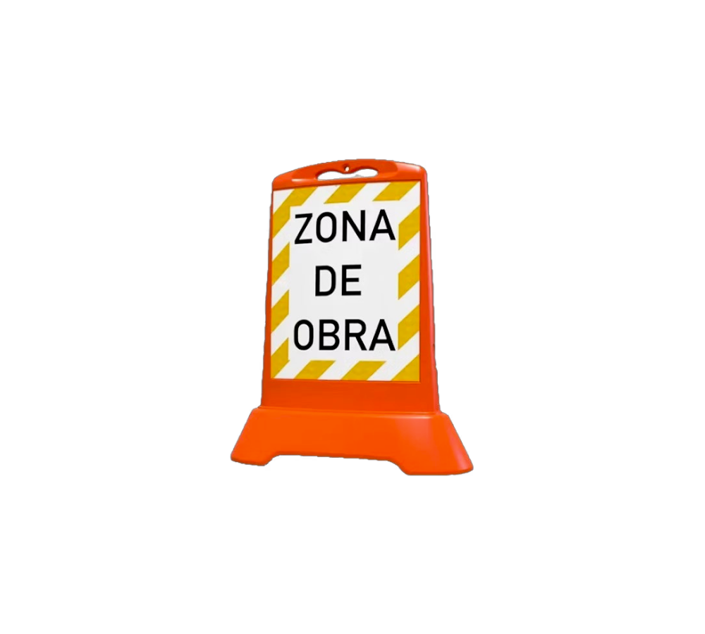 BARRICADA DE SEGURIDAD VIAL CON REFLEJANTE EN DOS CARAS 90 X 120 X 40 CM