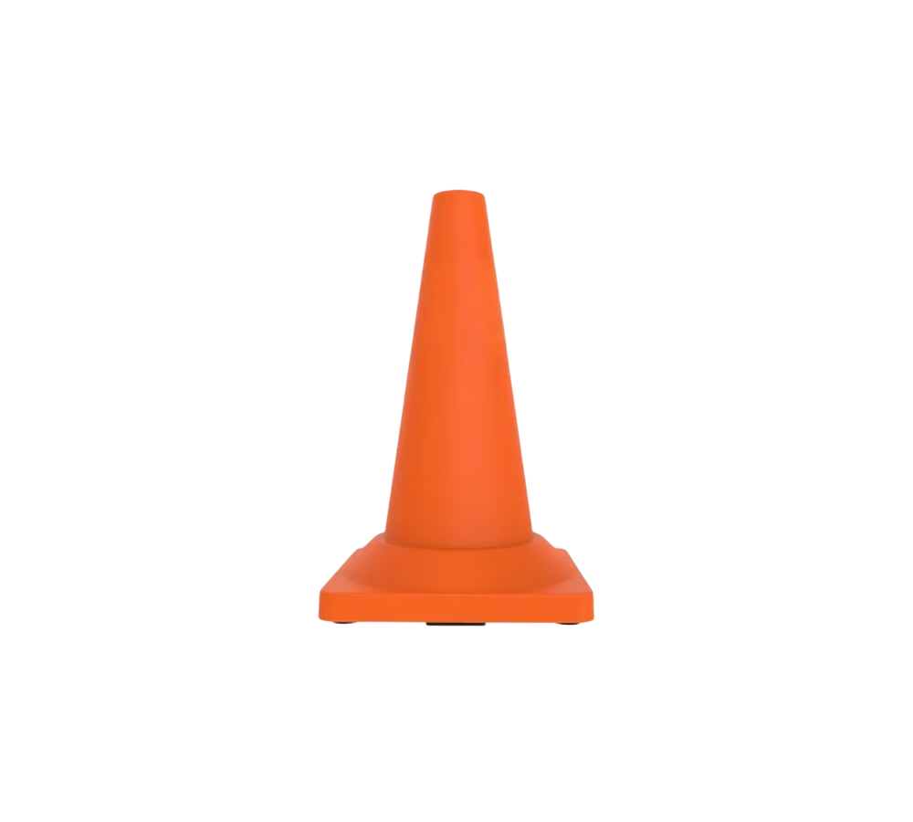 CONO VIAL FLEXIBLE DE 45 CM SIN REFLEJANTE CON BASE PESADA