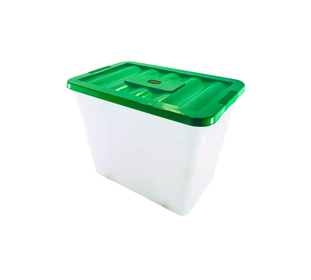 CAJA TRANSPARENTE PARA ORGANIZADORA 78 L CON RUEDAS Y TAPA