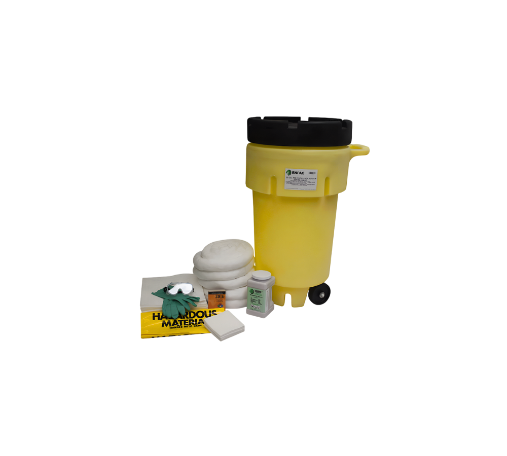 KIT ANTIDERRAMES HDPE PARA ACEITE DE 189 LITROS CON RUEDAS
