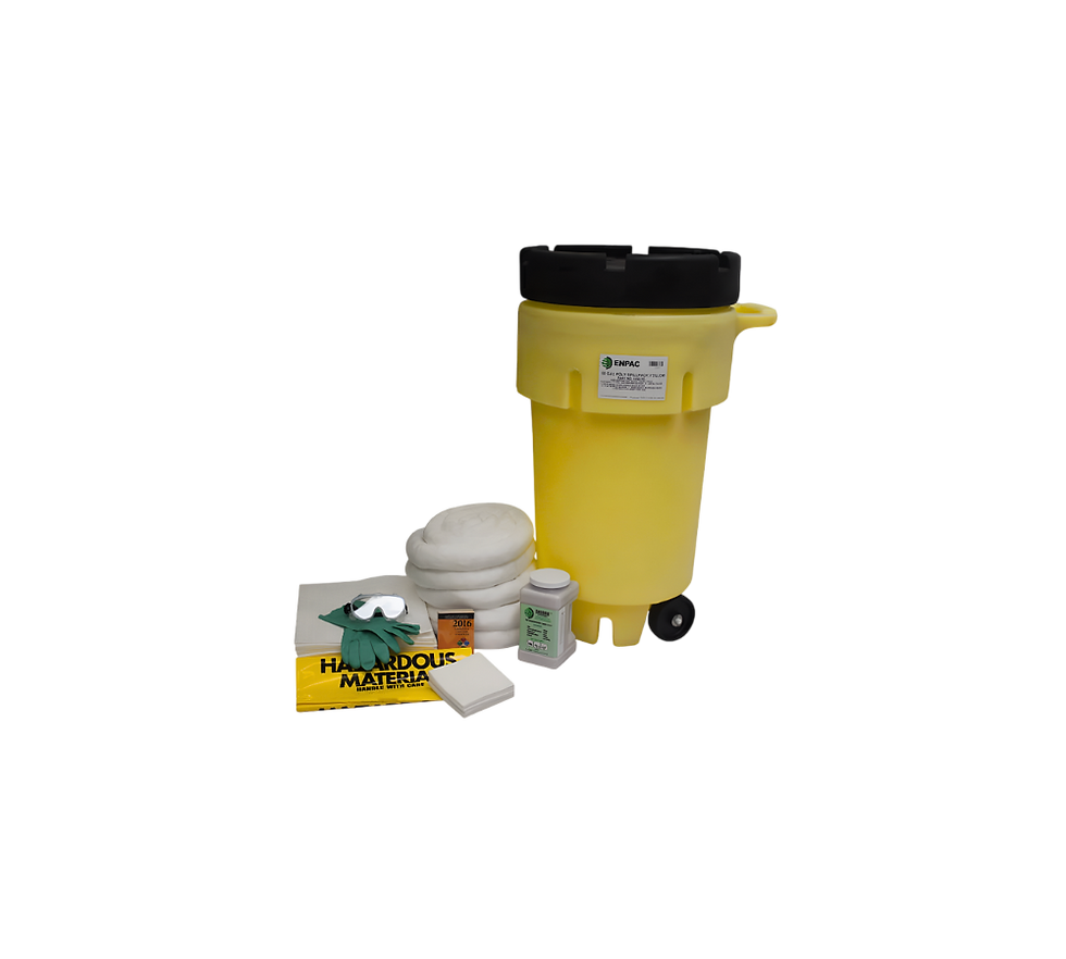 KIT ANTIDERRAMES HDPE PARA ACEITE DE 189 LITROS CON RUEDAS