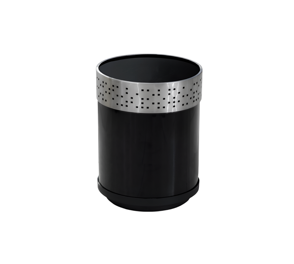 CONTENEDOR DE BASURA ARO PERFORADO NEGRO 29 X 33