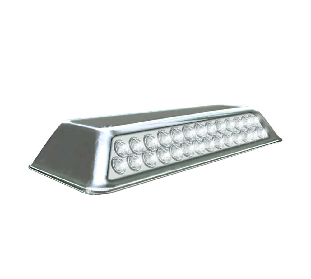 TOPE VIAL DE ACERO INÓXIDABLE 21.8 X 9.4 X 3 CON ESFERAS REFLEJANTES