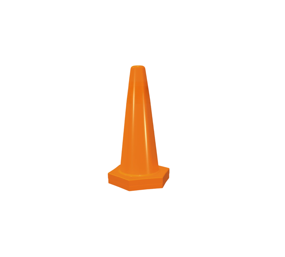 CONO NARANJA CON BASE HEXAGONAL 25 X 11 SIN REFLEJANTE