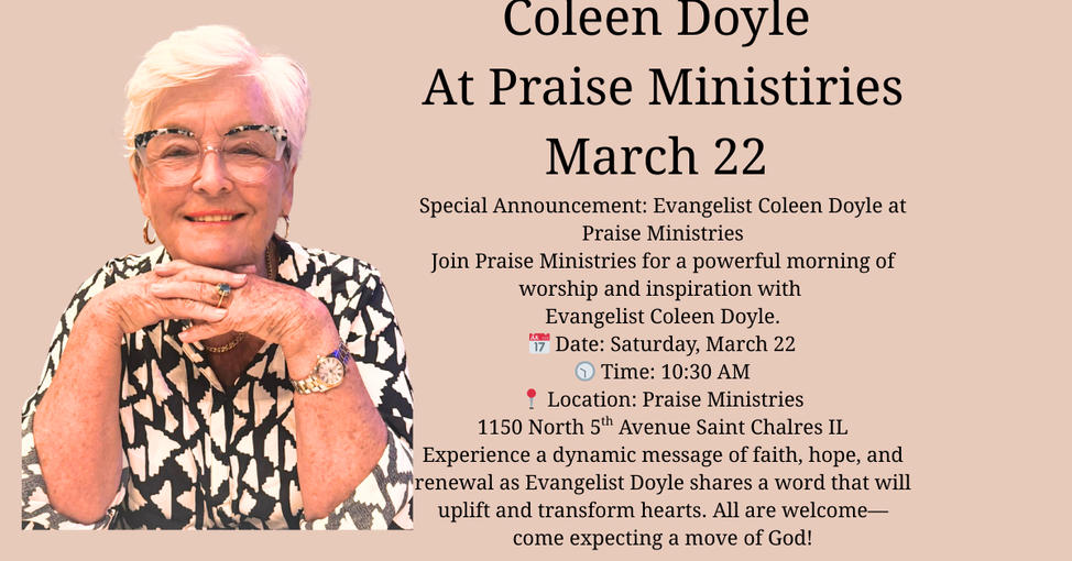Guest Speaker Sunday 22 March Colleen Doyle 