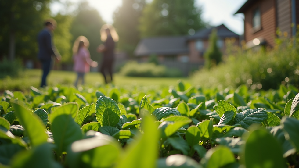 Eye-level view of a thriving community garden