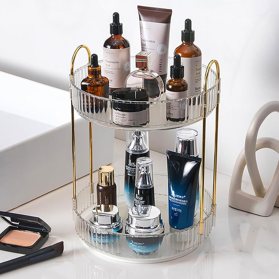 Miniatura: Rotating Makeup Organizer for Vanity, High-Capacity Skincare Storage Perfume Cos