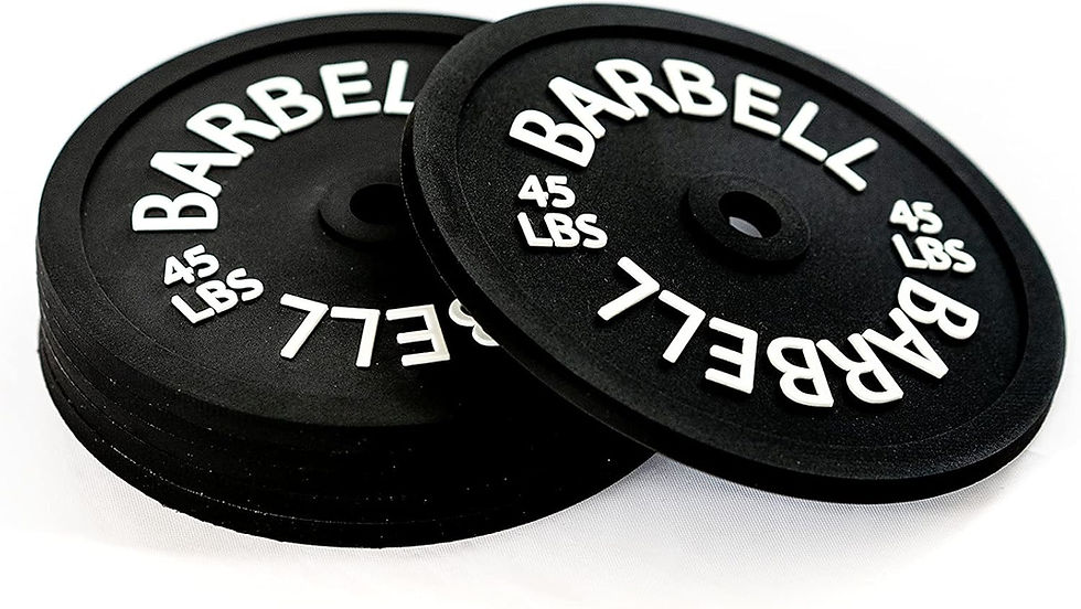 Barbell drink coasters