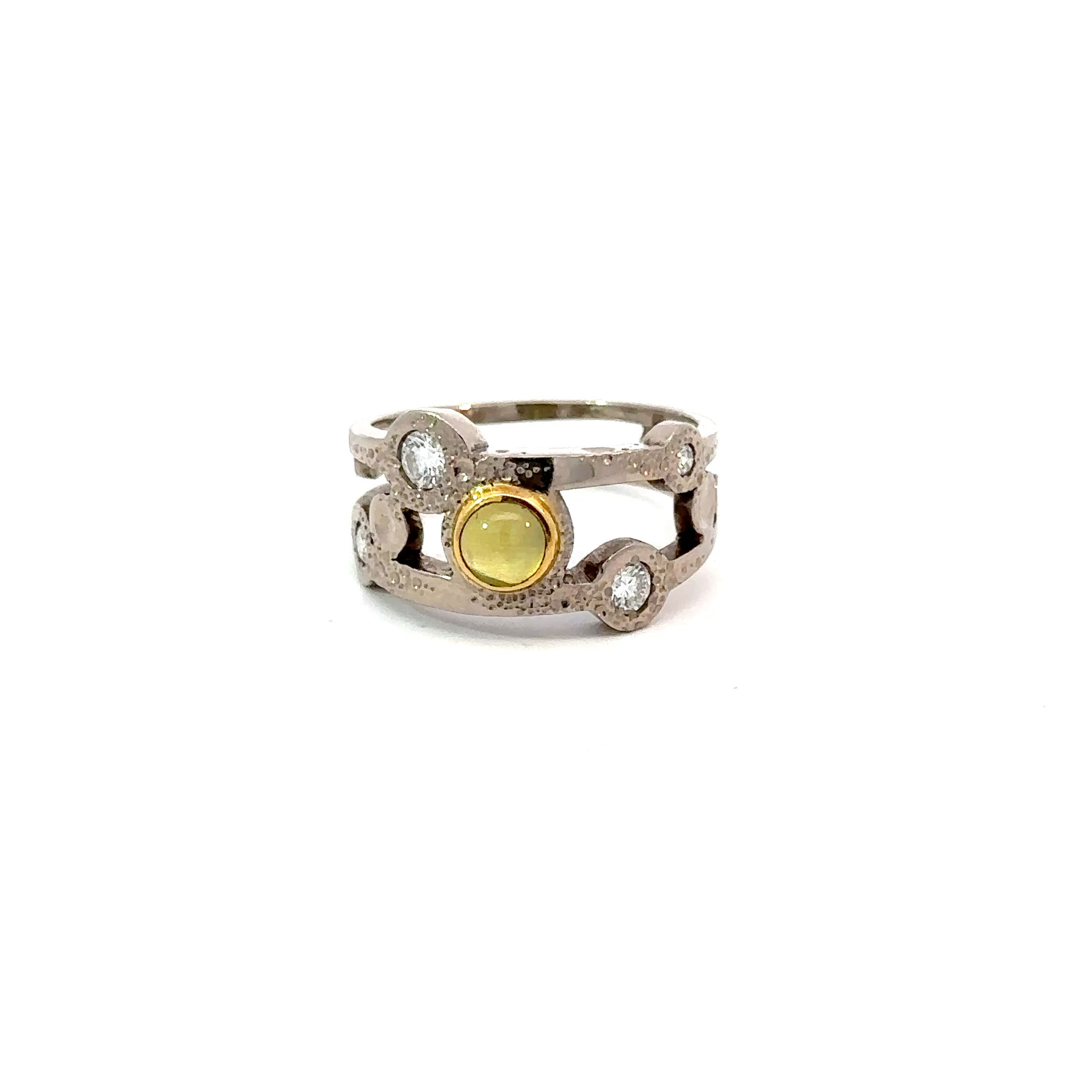 Double Anneau avec Chrysoberyl Oeil de Chat