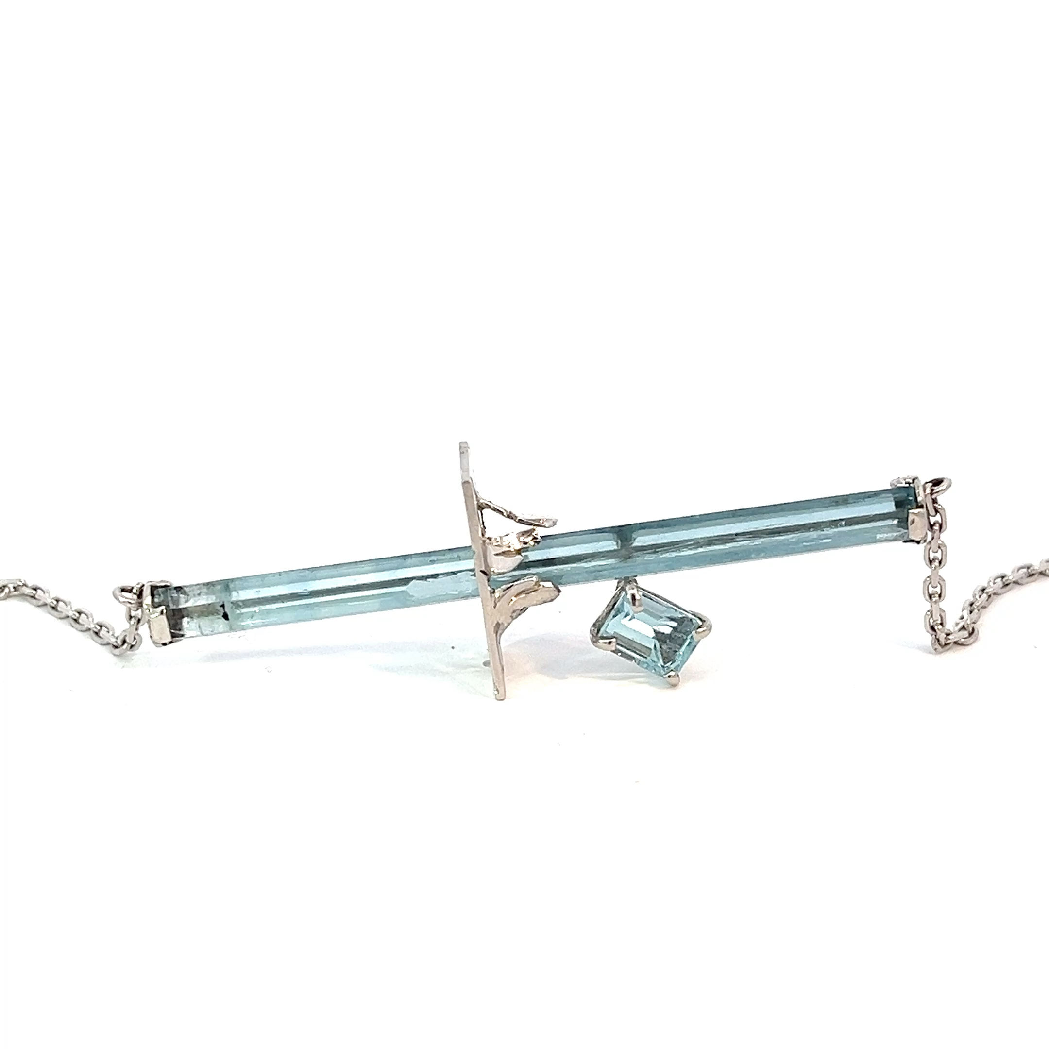 Collier aigue-marine brute et taillé