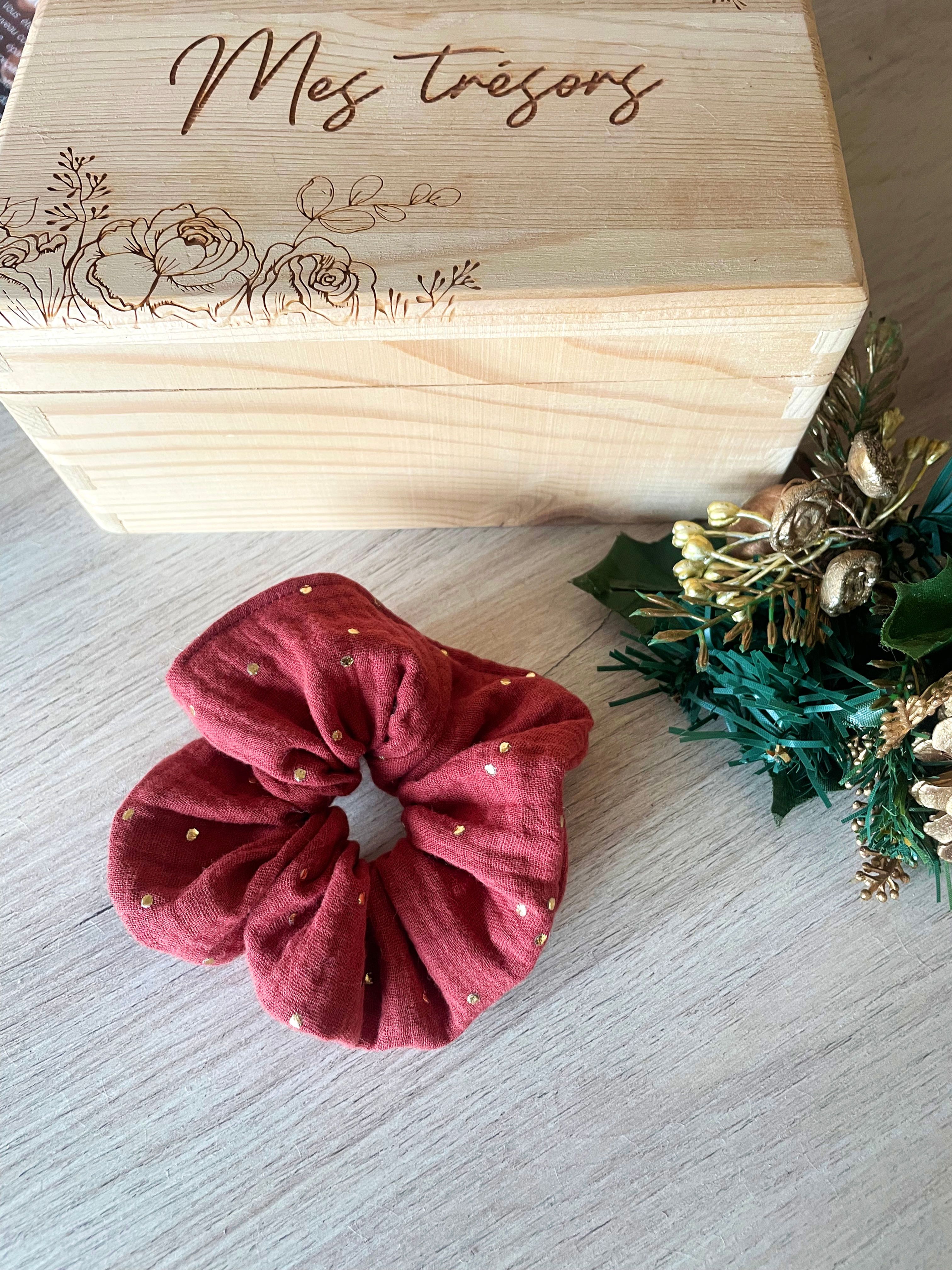 Chouchou brique pois doré