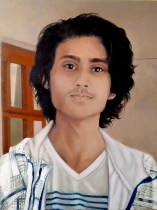 "Apple of My Eyes" portrait painting by Maria Abeyesekere