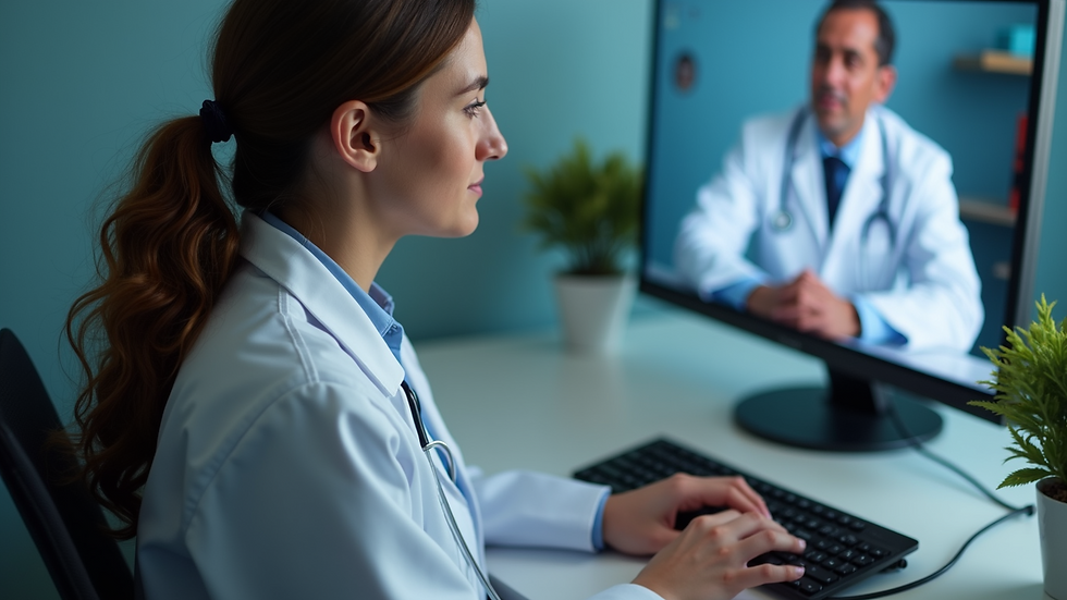 High angle view of a healthcare professional attending an online training session