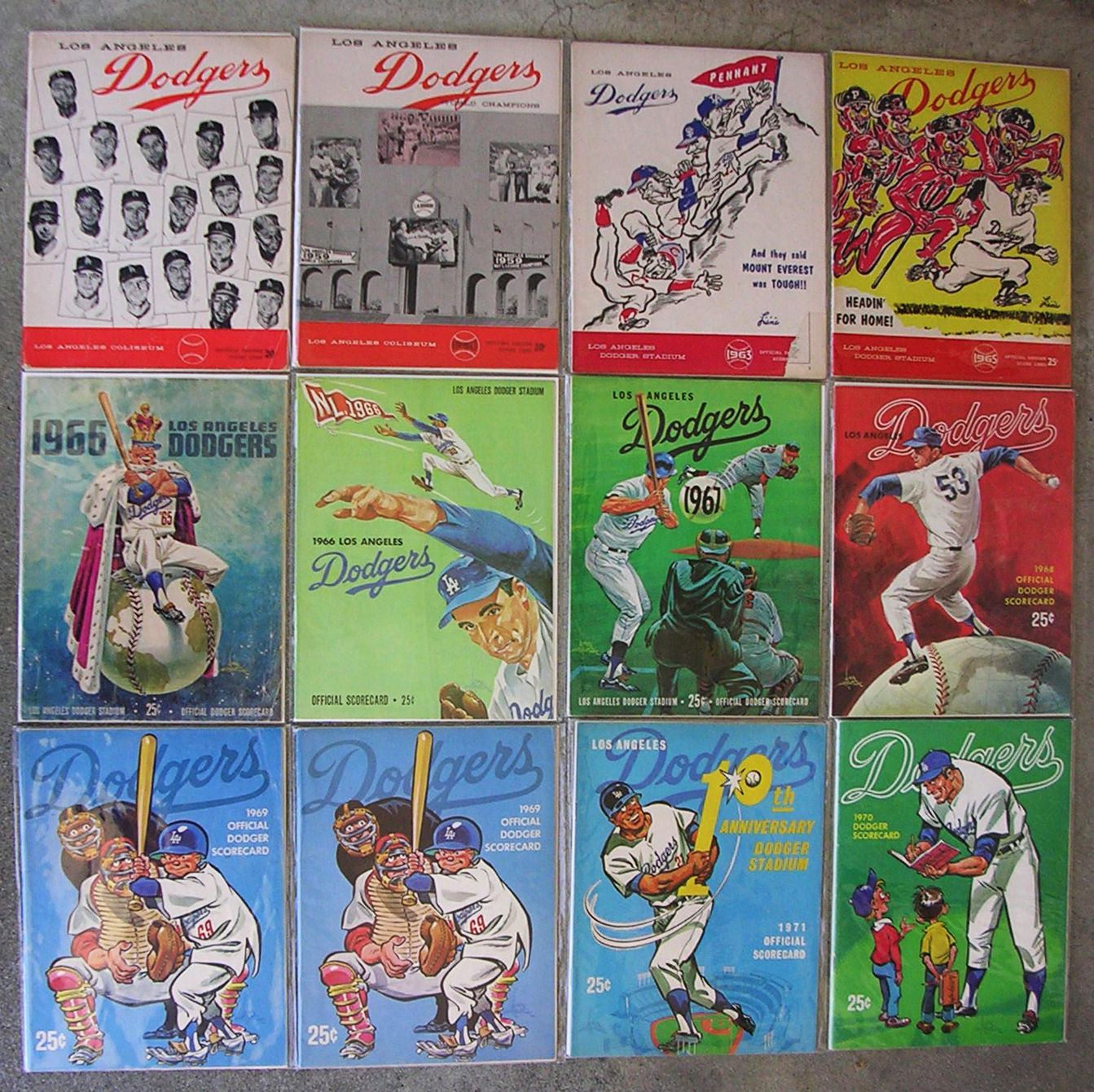 DODGERS OFFICIAL Scorecard Magazine 1958 First Year in L.A. - 12 Magazines