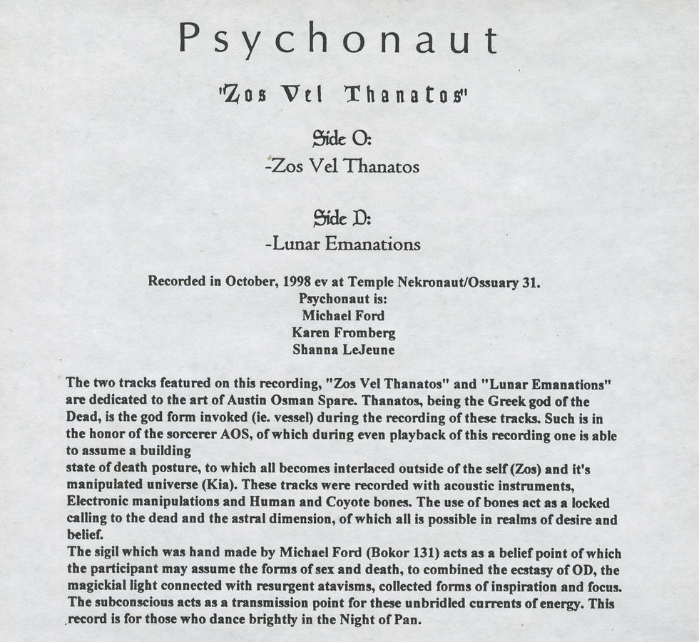 Thumbnail: PSYCHONAUT (band): Ritual Music dedicated to artist Austin Osman Spare