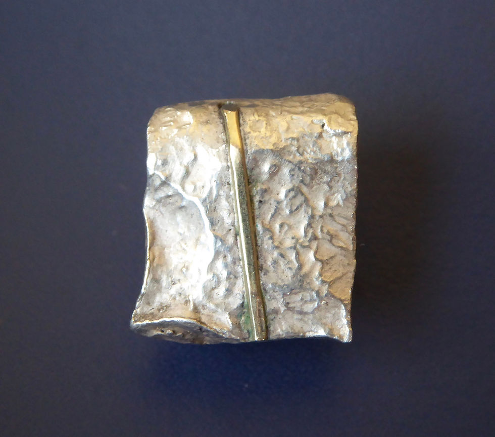 Early Modernist Silver Nugget Pendant with Gold Strip