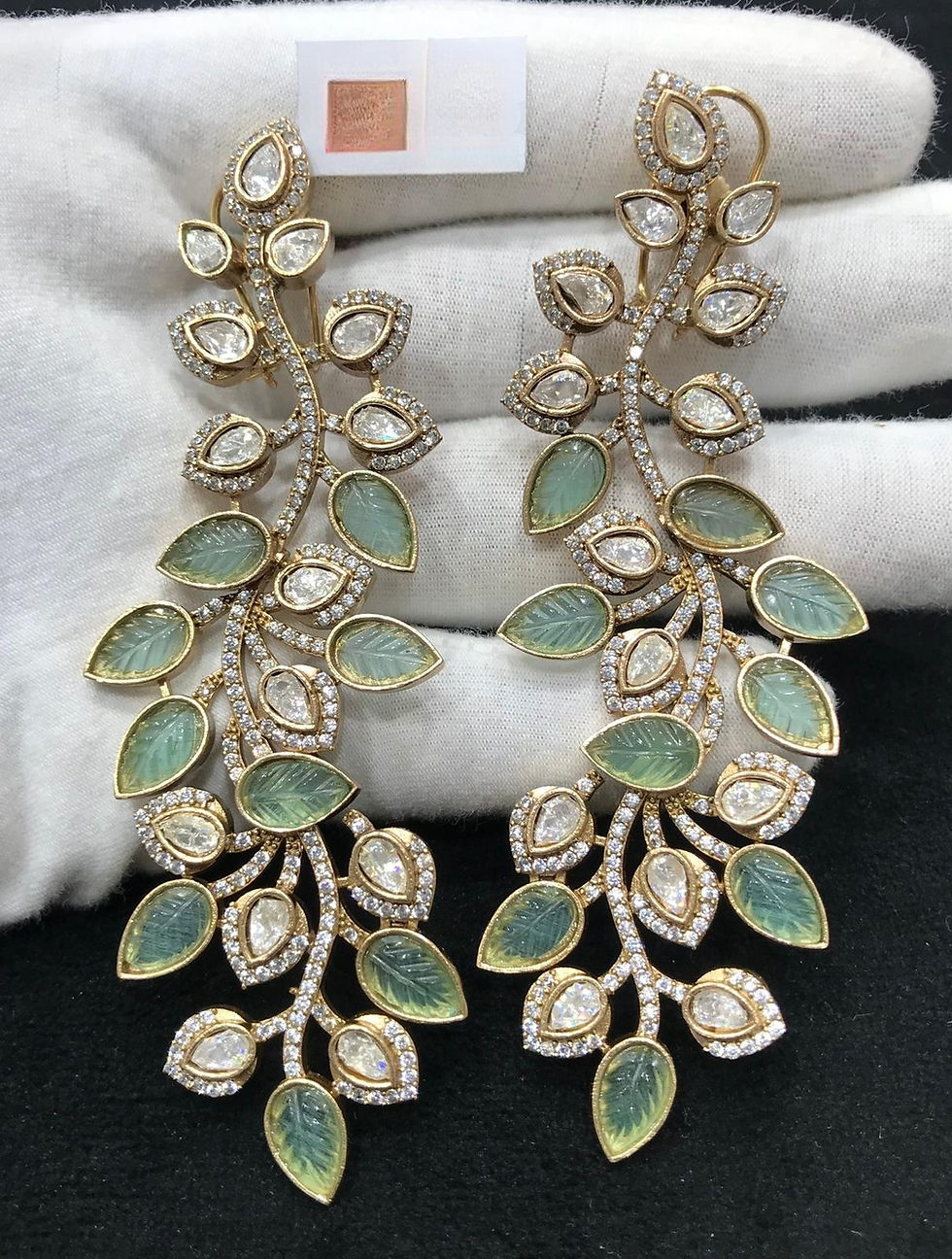Thumbnail: Moissanite Statement Leaf Earrings - P0449