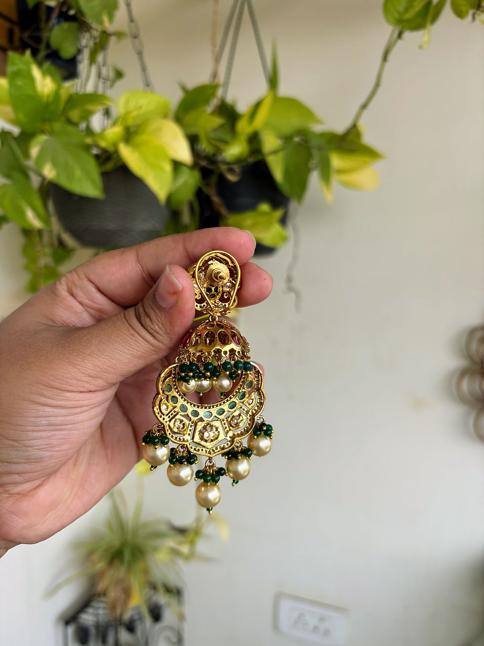Thumbnail: Polki Ruby Chandbaali - P0395