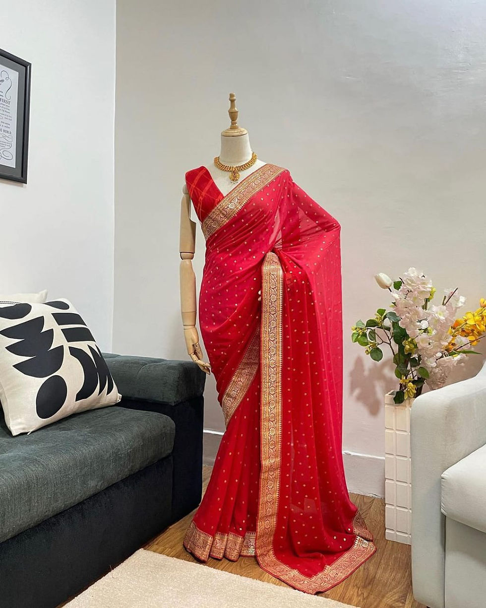 Thumbnail: Georgette Dual Tone Saree - S08