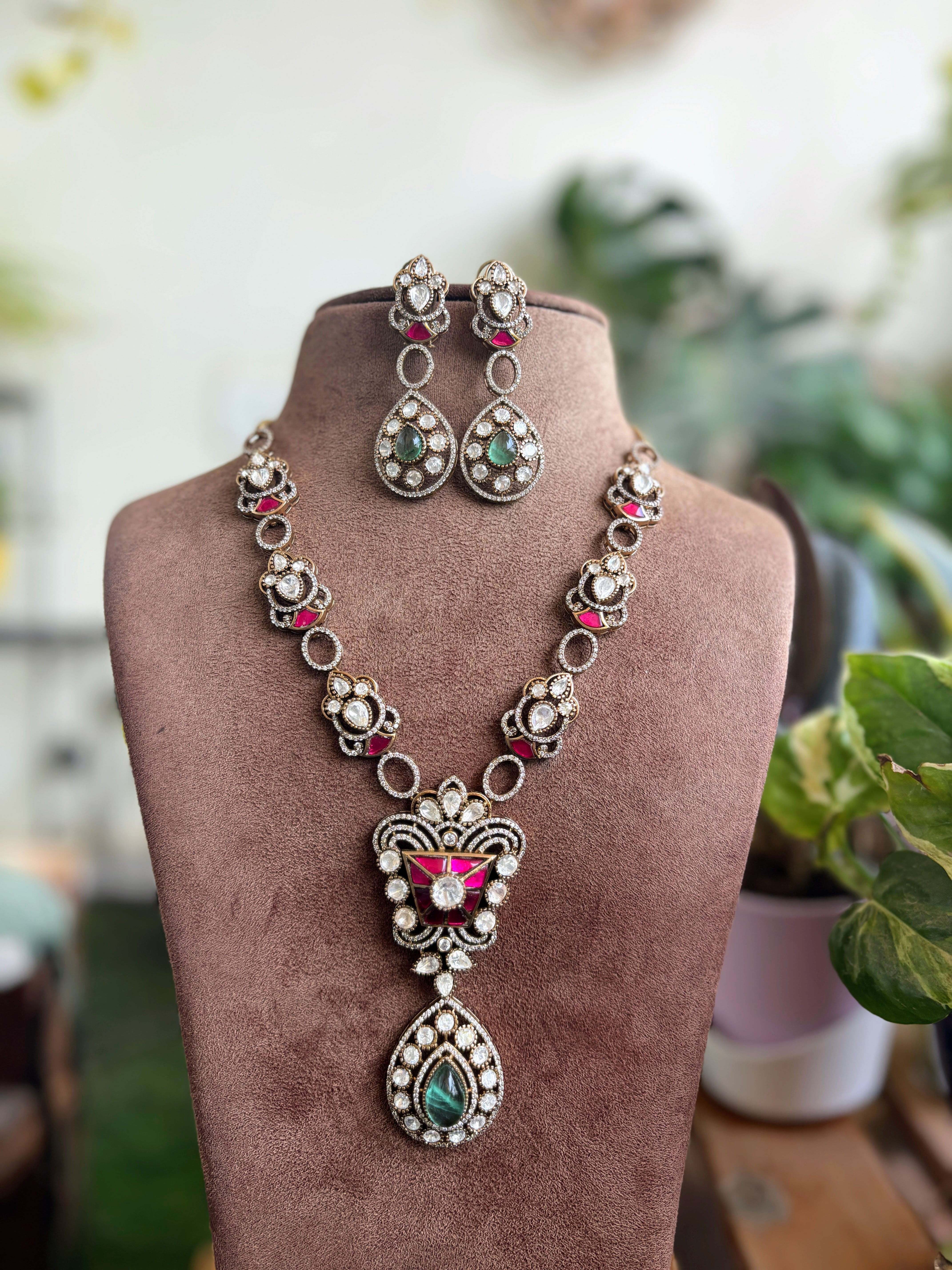 Moissanite Statement Long Neckset - P0381