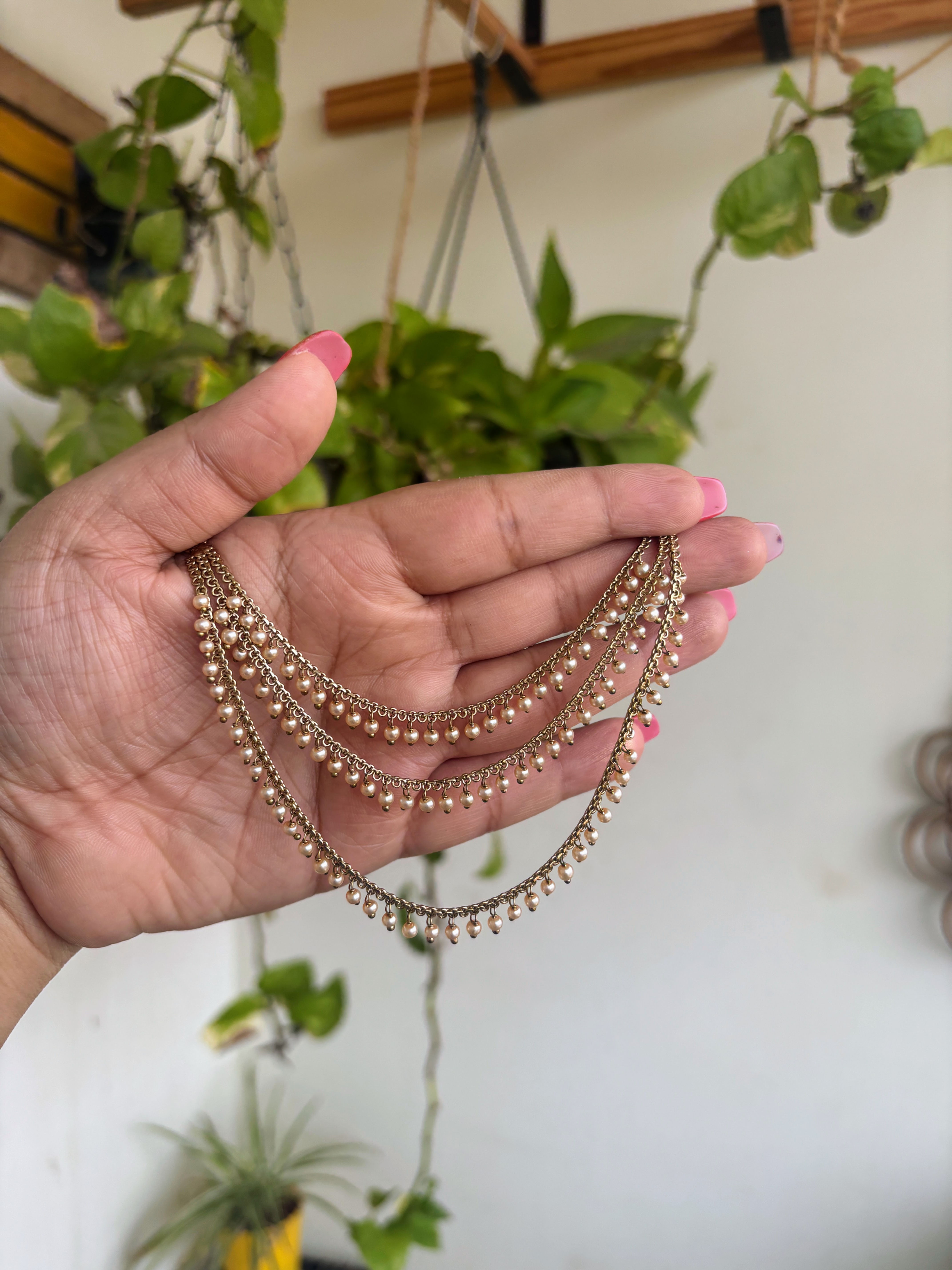 Pearl Gold Earchain - P0540